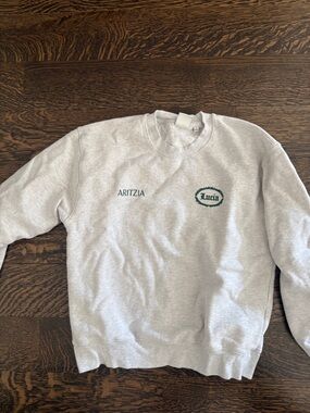 Aritzia Cozy Sweatfleece Perfect Crew Sweatshirt with Lucia Pizza graphic size M
